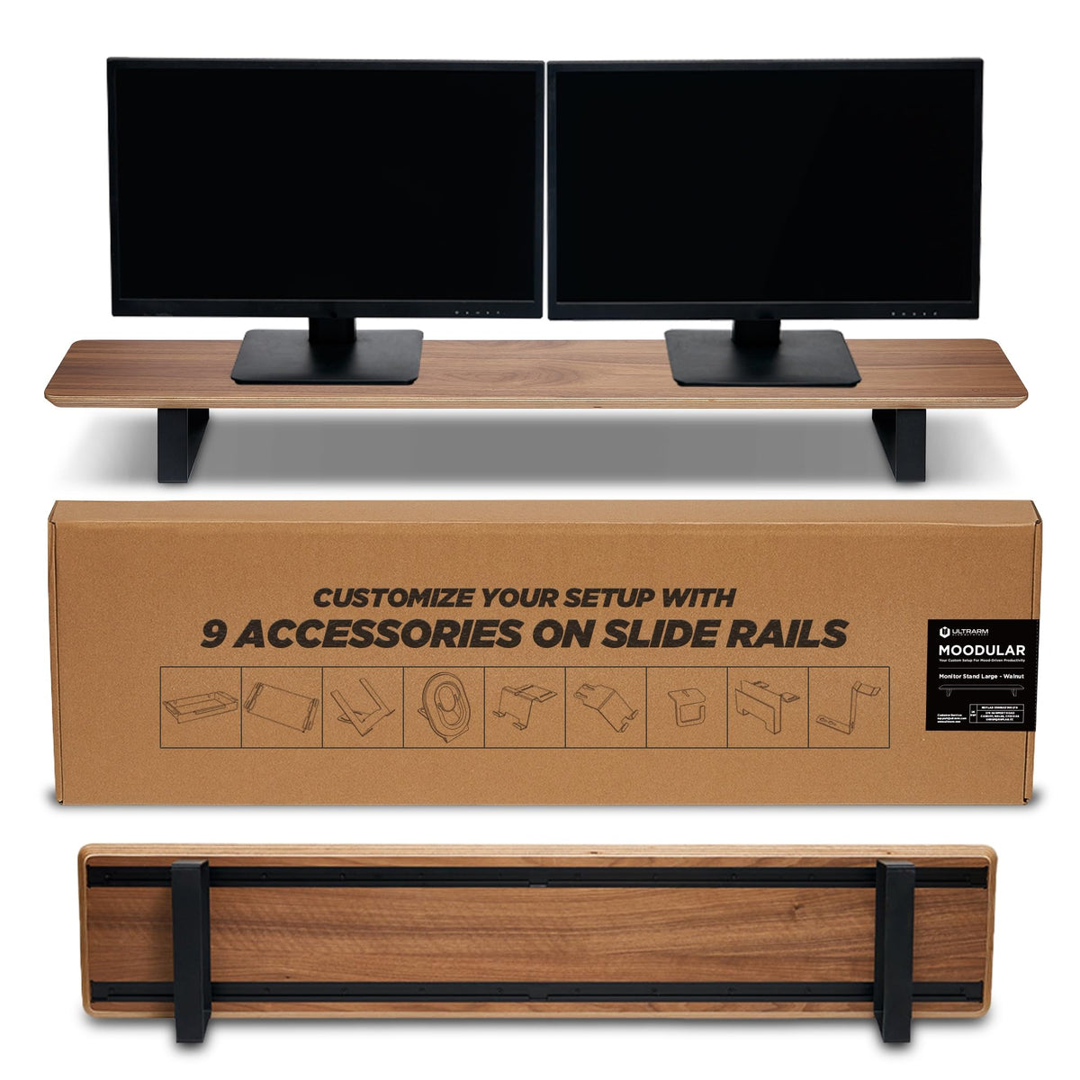 ULTRARM Moodular Wooden Monitor Stand Desk Organizer, Large 45.6" Oak