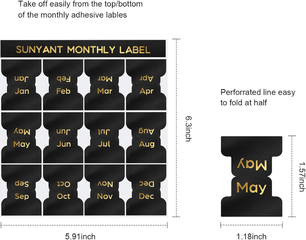 Outus 24 Pcs Monthly Adhesive Tabs for Planner, Black