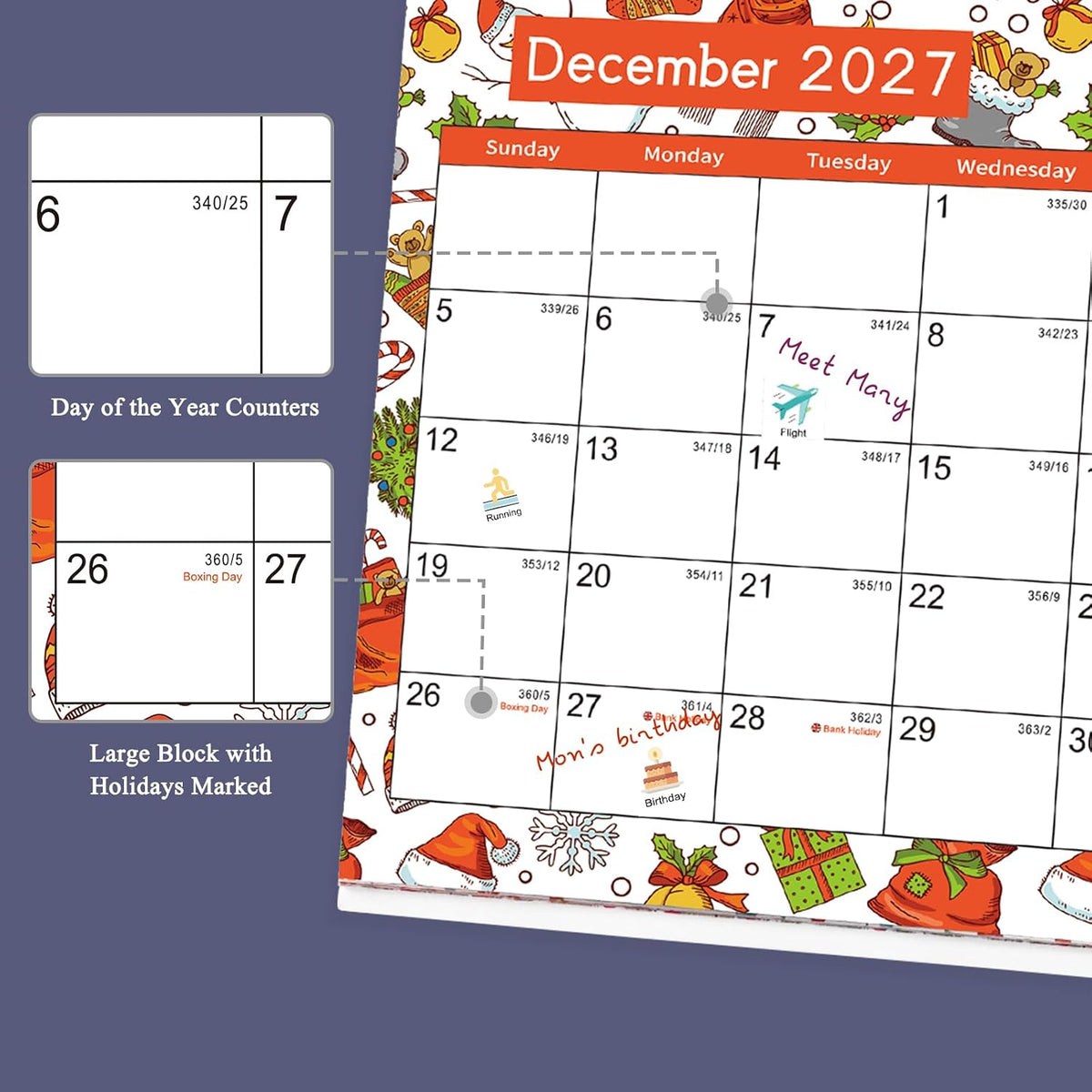 Desk Calendar 2026-2027, Monthly Desktop Calendar(Oct. 2026 - Dec. 2027)