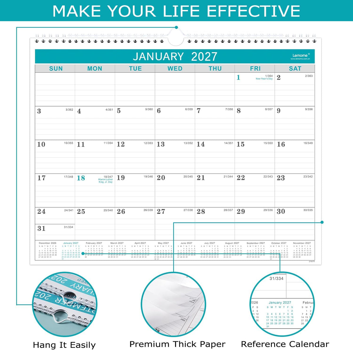 Calendar 2027, 12 Months from January 2027 to December 2027