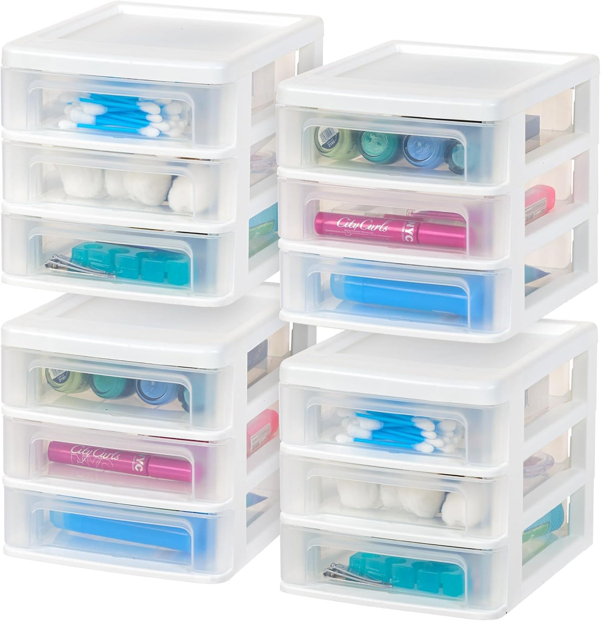 IRIS USA 3-Drawer Medium Desktop Organizer with Paper Tray, Black