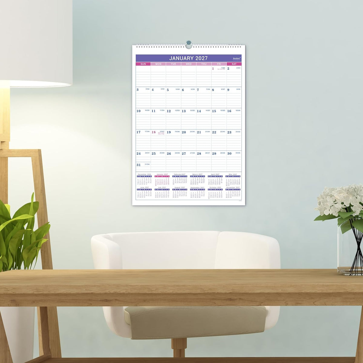 2027 Wall Calendar, Jan 2027 - Dec 2027, 12 Months Wall Calendar