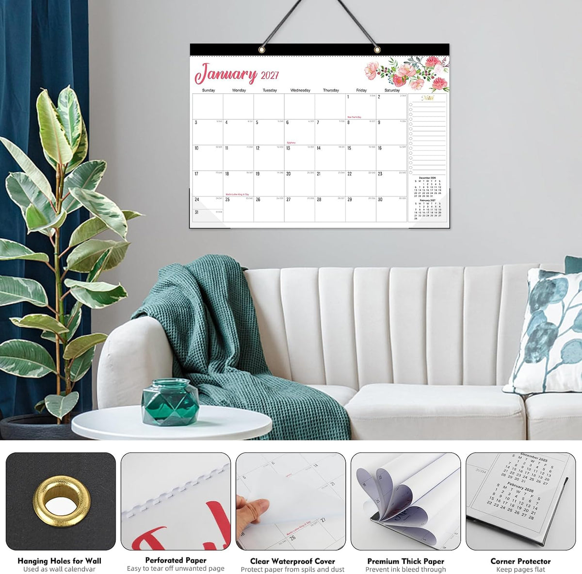 Tcamp Desk Calendar 2026-2027, Jul 2026-Dec 2027, 18-Month, 17" x 12" Large