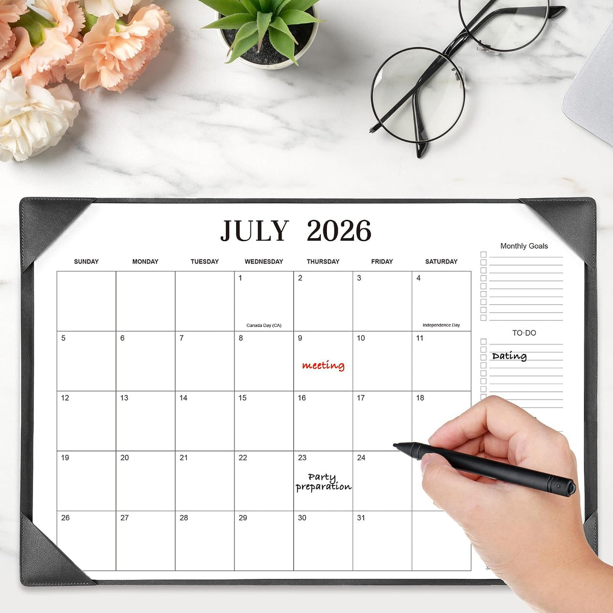Desk Calendar 2026-2027 with Desk Mat – 17" x 12" Desk Pad Calendar Runs from July 2026 to December 2027, Office Supplies Desktop Monthly Calendar for Home & Office
