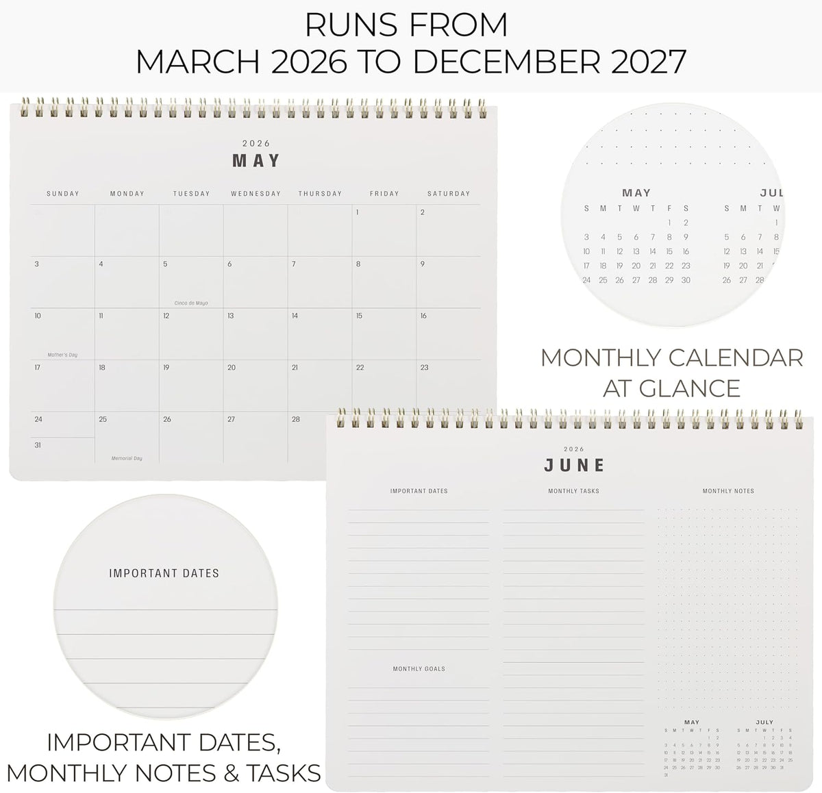 Beautiful 2026-2027 Monthly Planner and Calendar Book - Modern To Do List