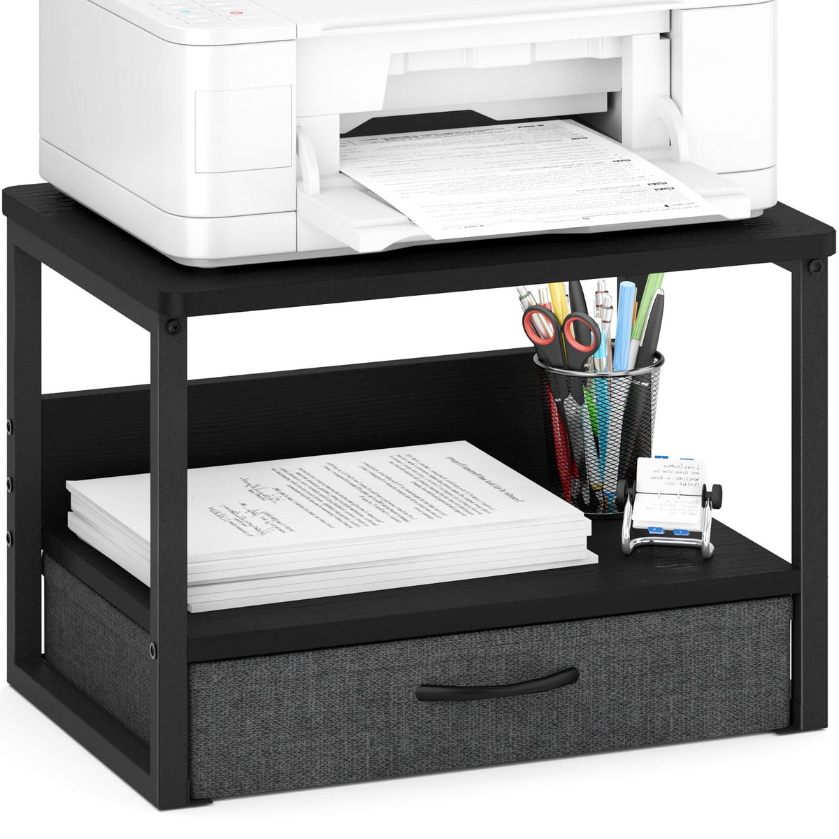 MARTY Desktop Printer Stand with Storage Drawer, Printer Riser for Desk
