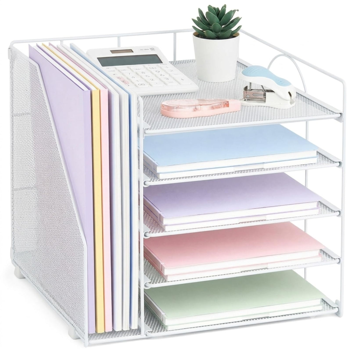 LEKETREE Wood Desk Organizer, 2-Tier Computer Monitor Stand Riser with Storage Drawer and 2 Pen Holders, Laptop & Printer Stand, Shelf for Top of Desk (Wood)
