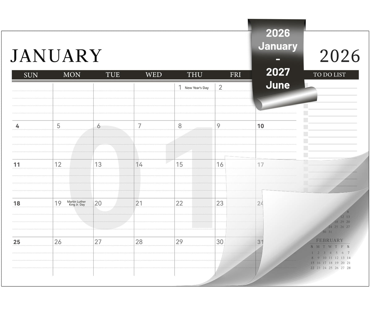 Yoment Desk Calendar 2026 Leather Desk Calendar with to-Do Lists, 13 Months Desk Pad Wall Calendar with Pen Holders PVC Cover for Work Office School Home Women Men, Jan2026-Dec 2026, 17 x 12, Blue