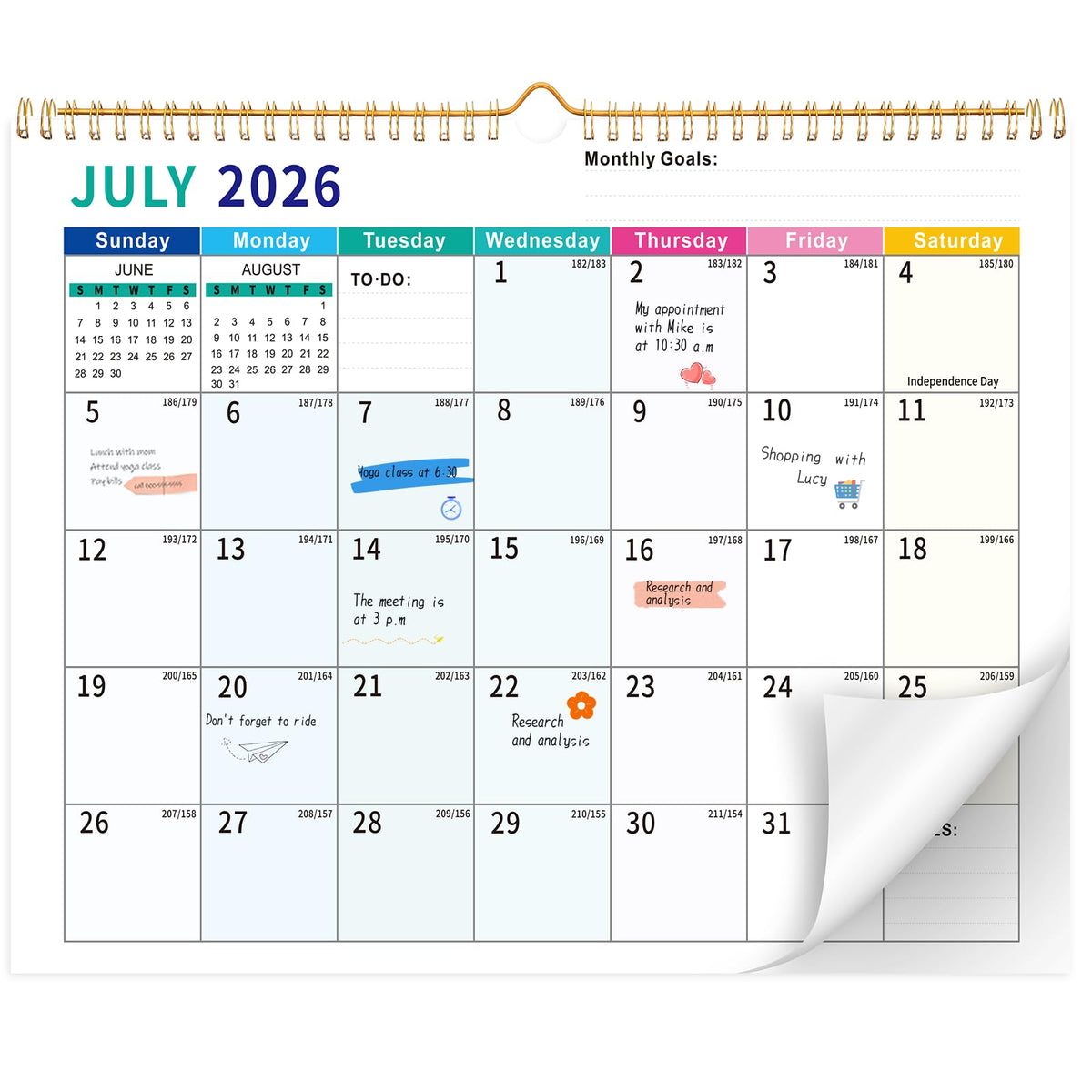 2026-2027 Wall Calendar, 14.5" x 11.8" 18 Month Green Leaves