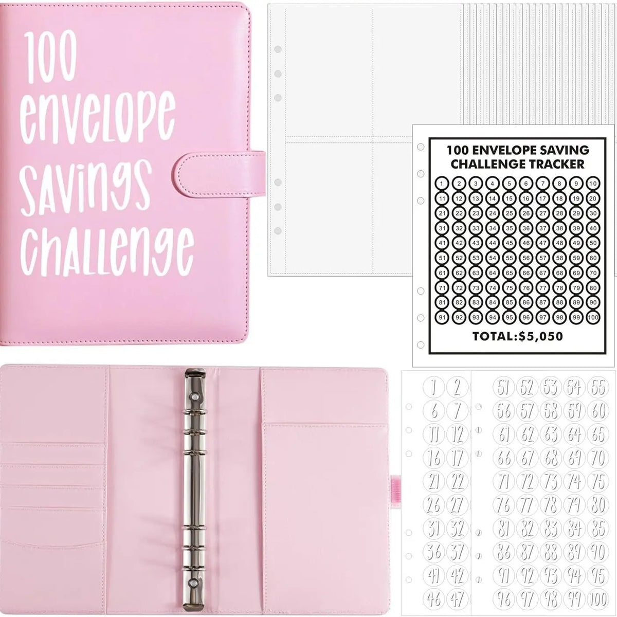 100 Envelopes Challenge Binder Money Saving Challenge Budget Binder with Cash Envelope Way to Save $5,050 Money Saving Binder Money Saving Binder for Budgeting envelope money cash envelope