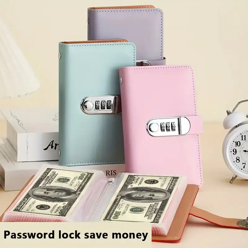 A6 Password Lock Savings Notebook - 1 Count Small Accounting Notebook for Financial Management, Money and Important Information Storage