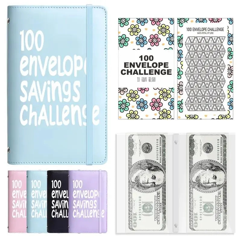 100 Envelope Saving Challenge Binder - Office Stationery Saving Tool, Budget Planner and Monthly Bill Organizer, Income Tracker, Expense Tracker, Finance Organizer, Savings Goal Setter, Birthday Gift Idea, Birthday Gifts