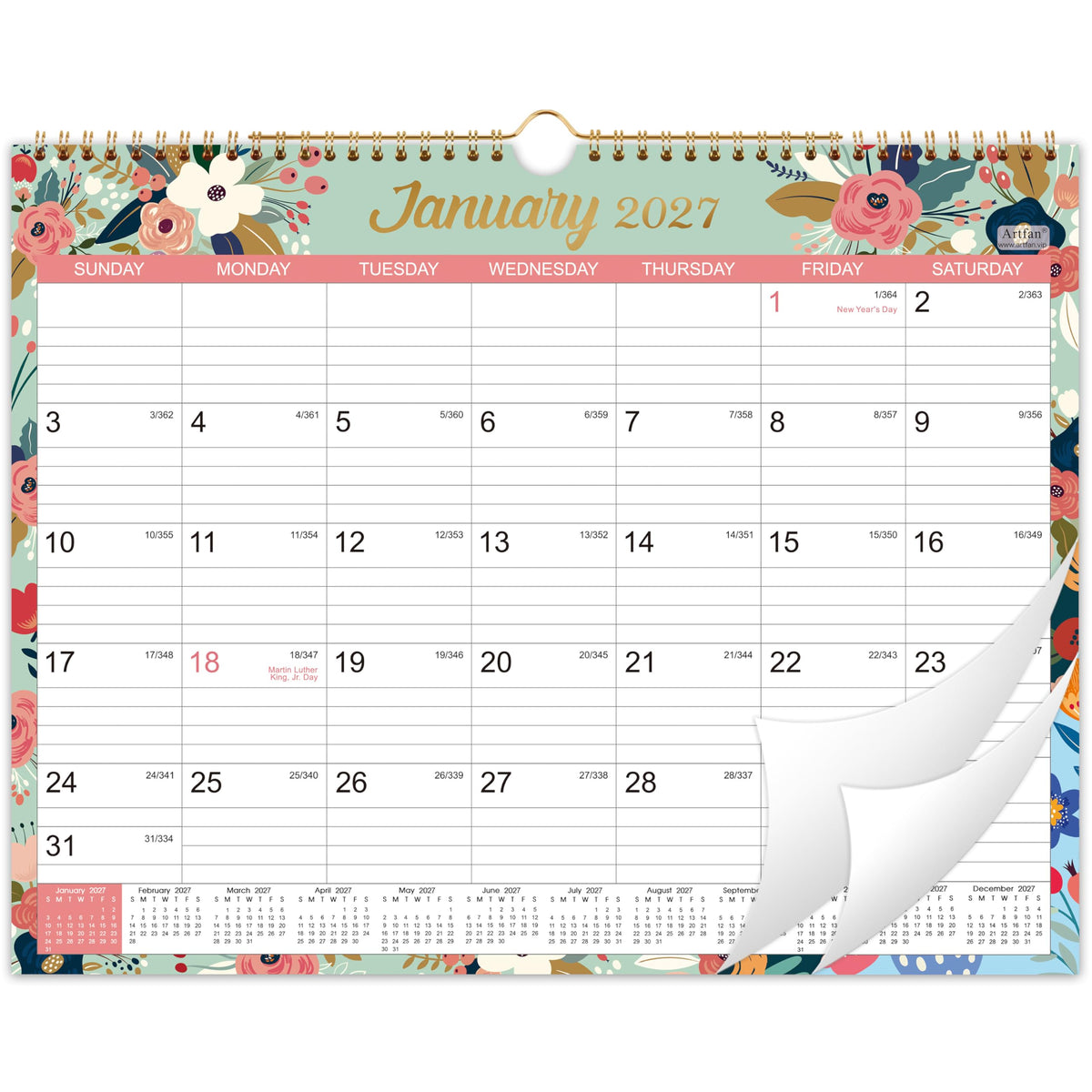 2027 Calendar - 2027 Wall Calendar, Jan 2027 - Dec 2027, 15" x 11.5"