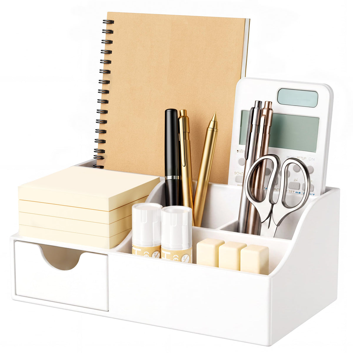 HBlife Acrylic Desk Organizer with Drawer, Pen & Pencil Holder, Multifunctional Desktop Caddy for Office Supply and Organization (Clear)