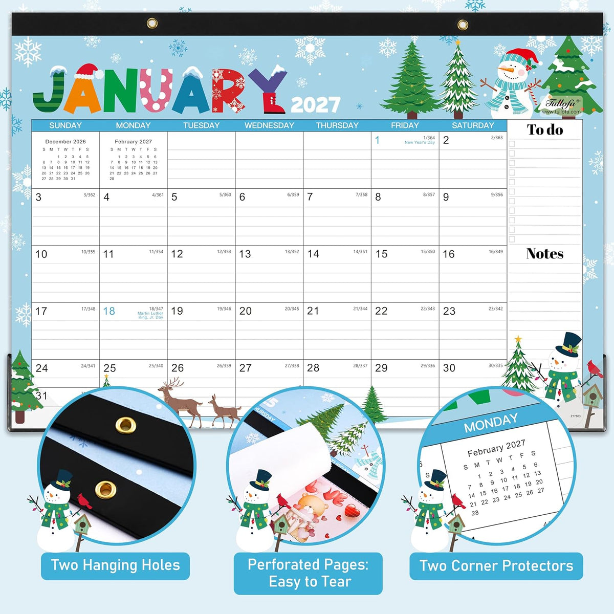 2027 Desk Calendar - Desk Calendar 2027, Jan. 2027 - Dec. 2027, 17"×12"