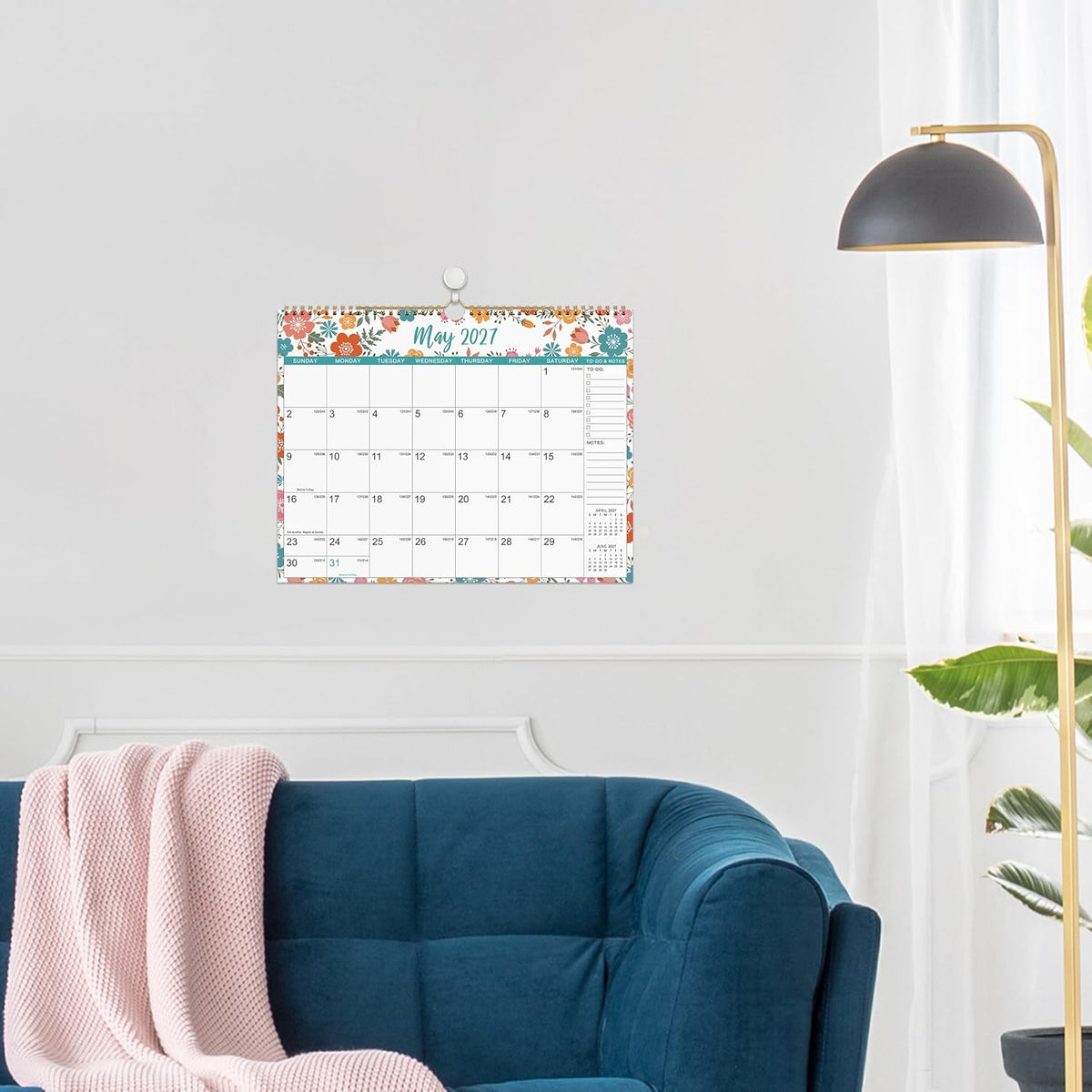 2027 Wall Calendar - Jan 2027 - Dec 2027, 12 Months Hanging Monthly Calendar 2027, 14.8" x 11.57", Twin-Wire Binding, Julian Dates, Large Block, Notes, To-do List, Thick Paper, Perfect for Organizing