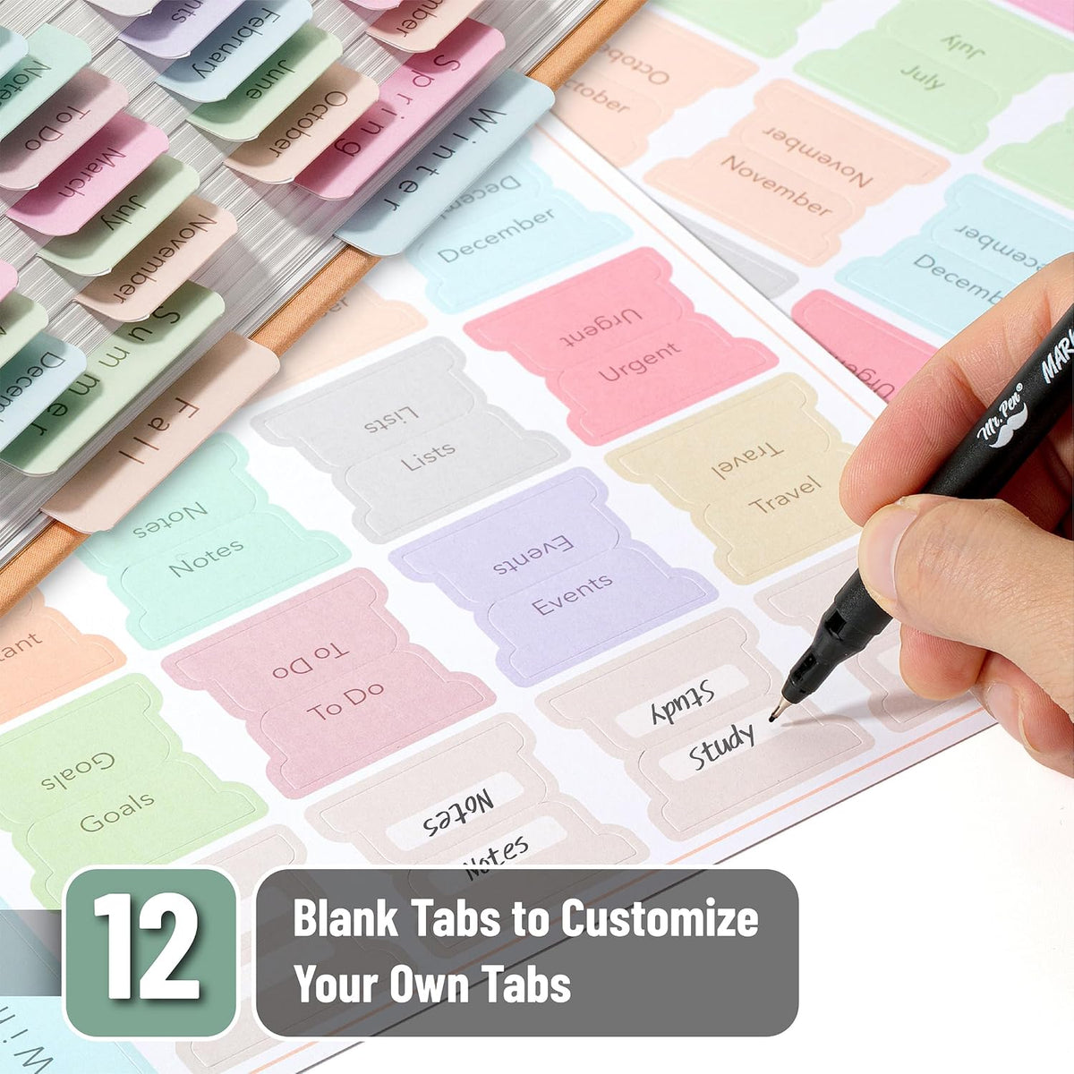 Mr. Pen- Monthly & Seasonal Planner Tabs, 84 Pack