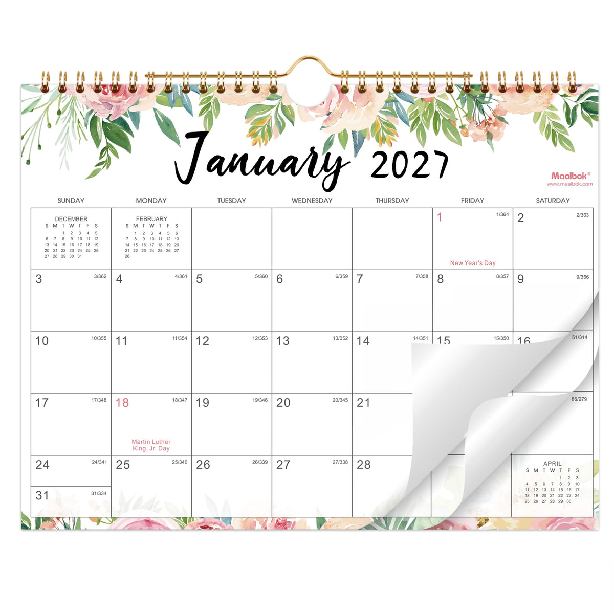 2027 Wall Calendar 12 Months Jan. 2027 - Dec. 2027, 14.6'' x 11.4''