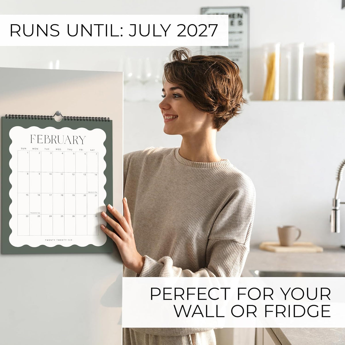 Aesthetic 2026 Wall Calendar - Runs from January 2026 Until July 2027