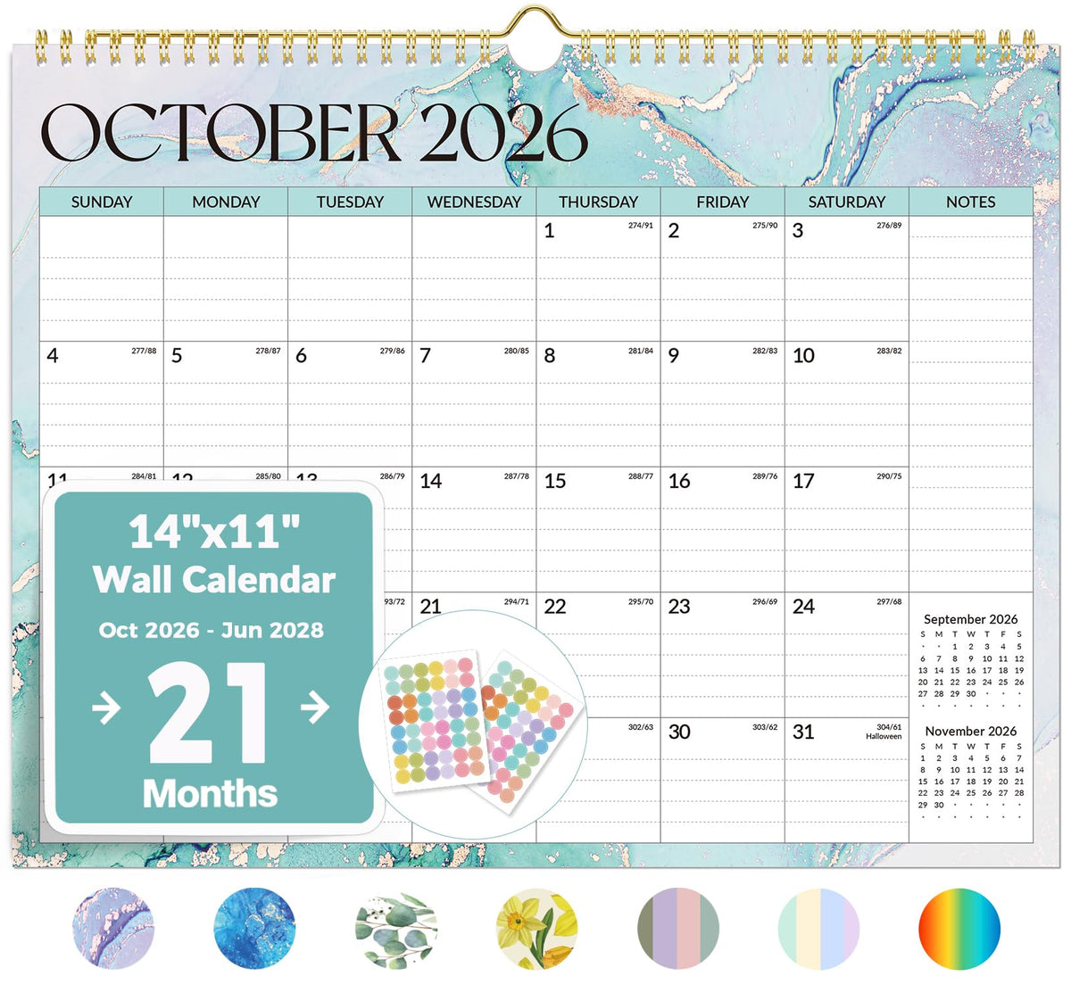 Forvencer 2027 Wall Calendar, 21-Month (Oct 2026 - Jun 2028), 14.7" x 11.5"