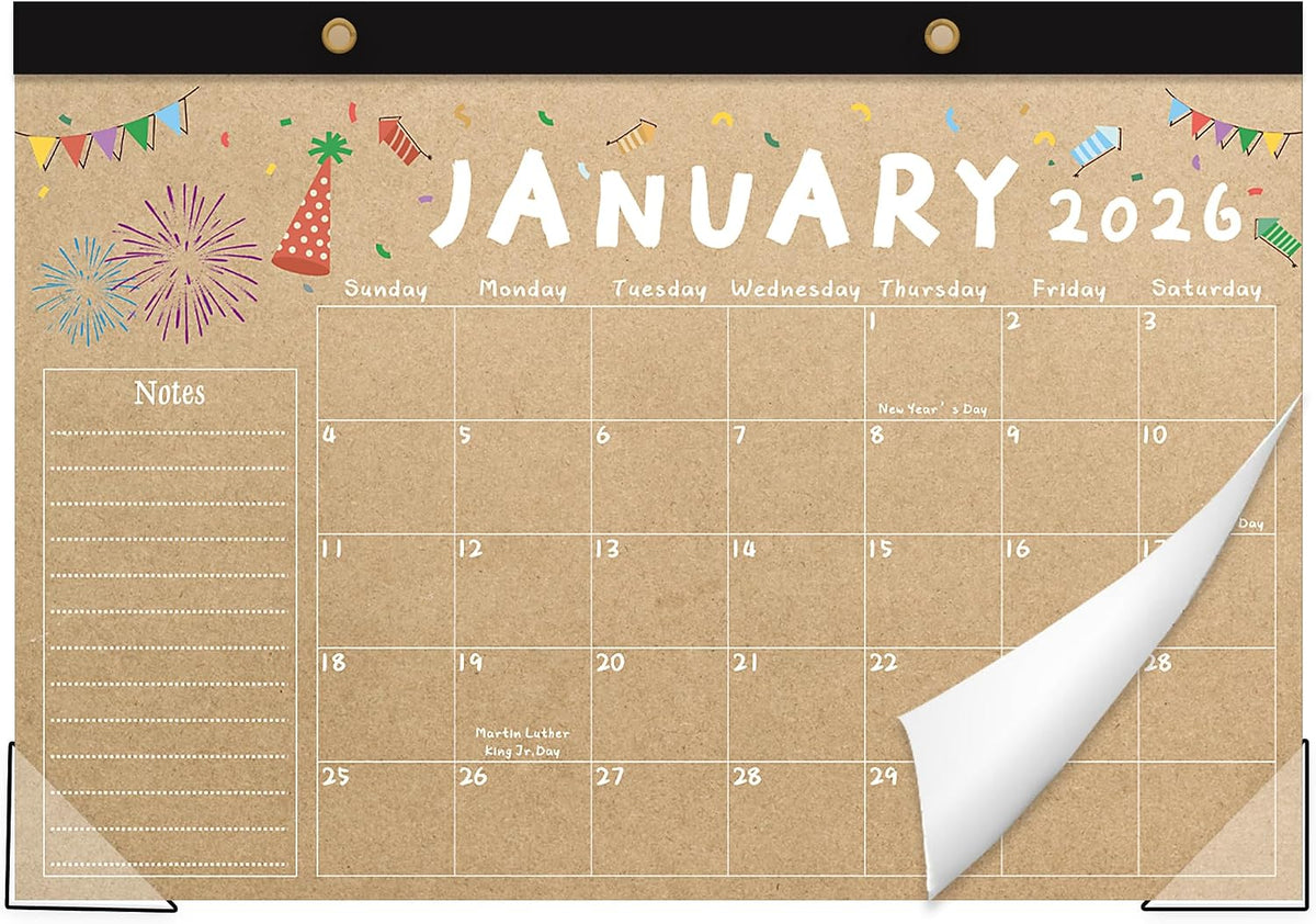 Desk Calendar 2026-2027, 18-Month 17" x 12" Wall/Desk Planner, Jan 2026 – Jun 2027, Thick Paper, Corner Protectors, Hanging Rope, Perfect for Office, School, Home