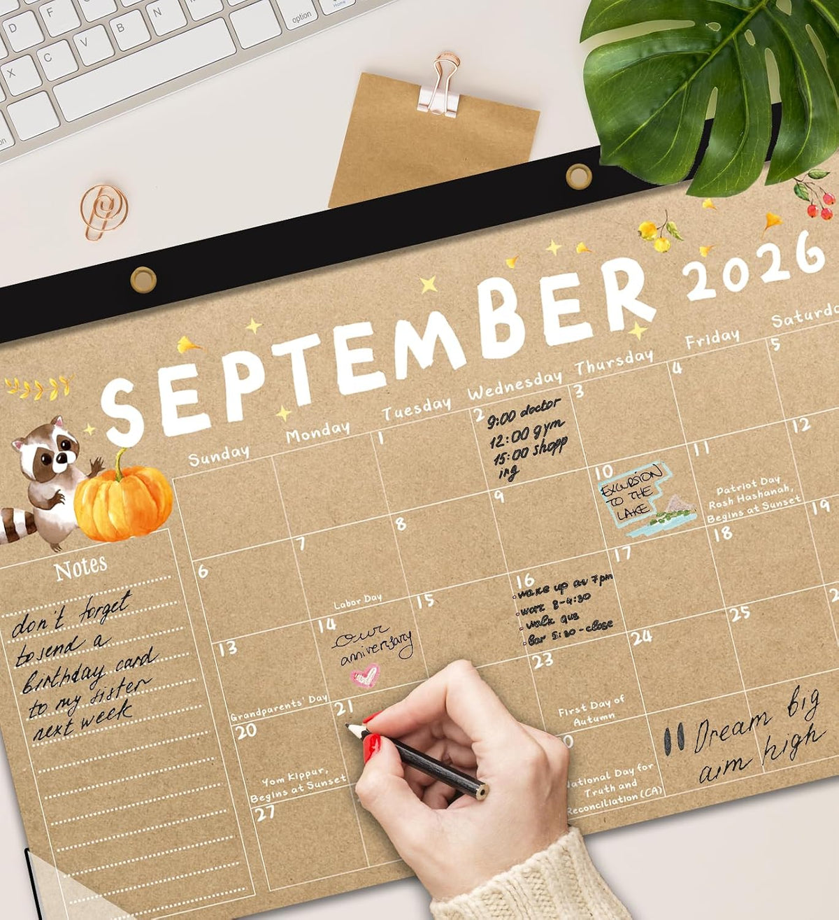 Desk Calendar 2026-2027, 18-Month 17" x 12" Wall/Desk Planner, Jan 2026 – Jun 2027, Thick Paper, Corner Protectors, Hanging Rope, Perfect for Office, School, Home