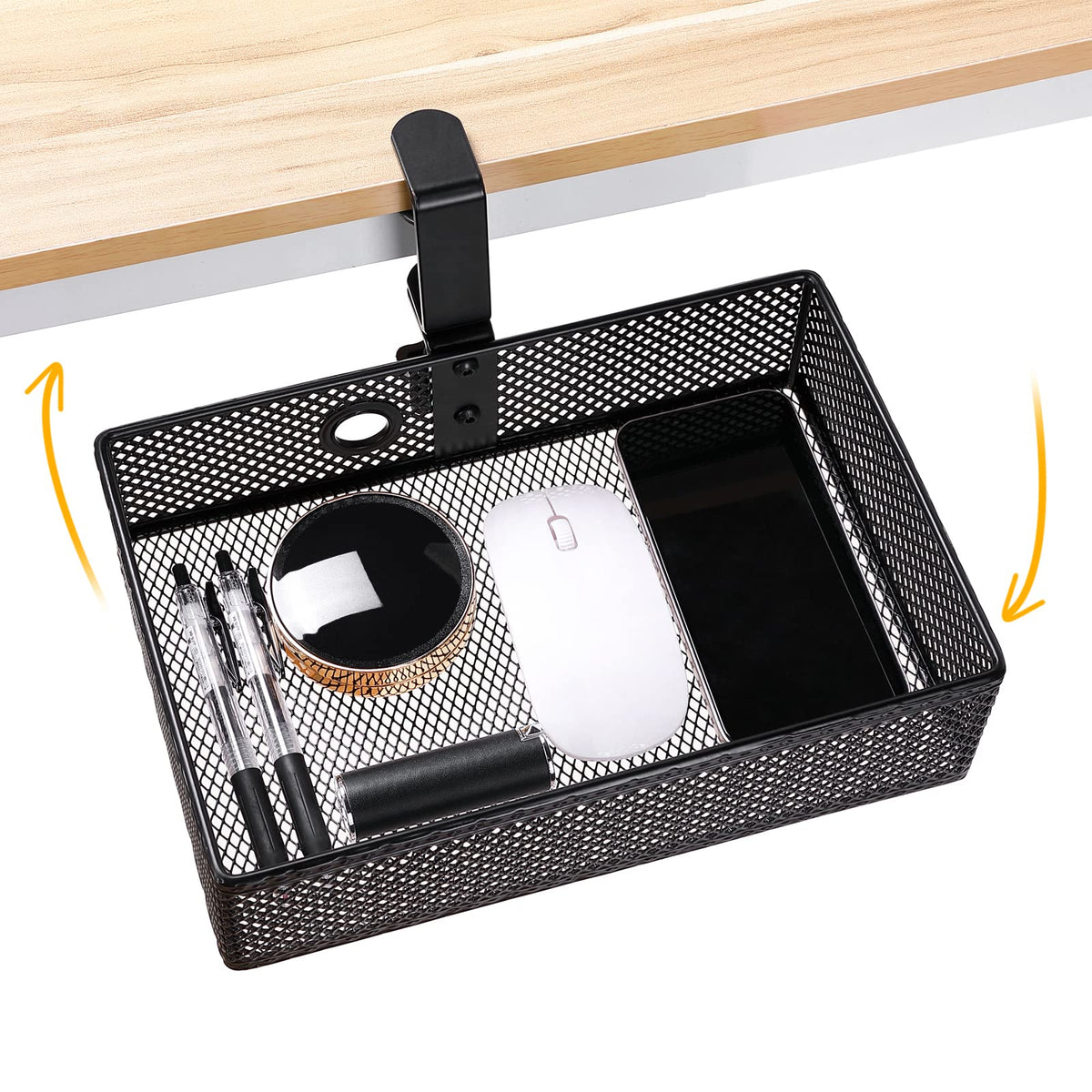 Under Desk Drawer, Clamp on Desk Organizer Slide Out Table Storage No Drill