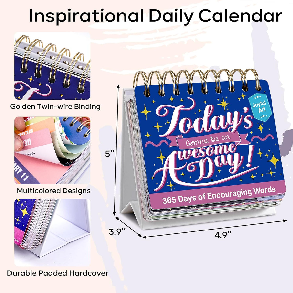 Motivational Daily Calendar - Perpetual Undated Flip Calendar, 4.8" x 5.5