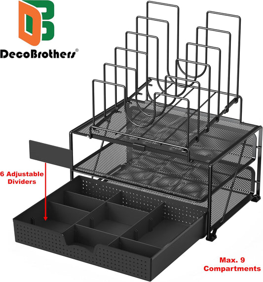 Deco Brothers Desktop File Organizer with Double Tray and 5 Folder Stand
