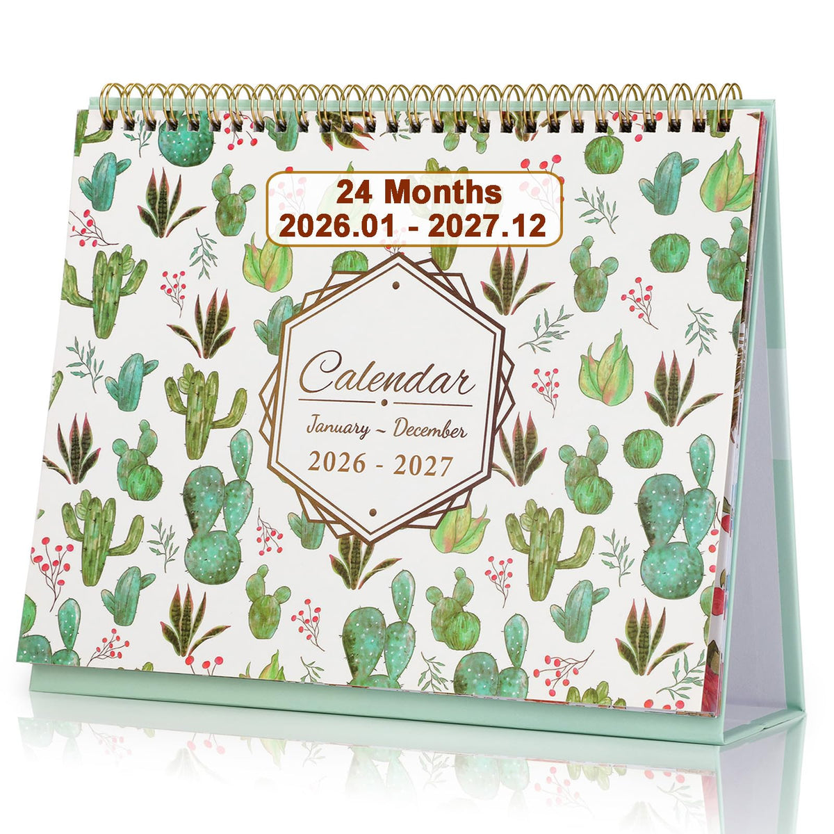 ZEEYUAN Desk Calendar 2026-2027 [Full 2-Years] Small Monthly Desktop Standing Up Flip Calendar 24-Month (Jan.2026- Dec.2027) Cute Office Desk Calendars with Planner for Work Home, 10x8.3inch/ Purple