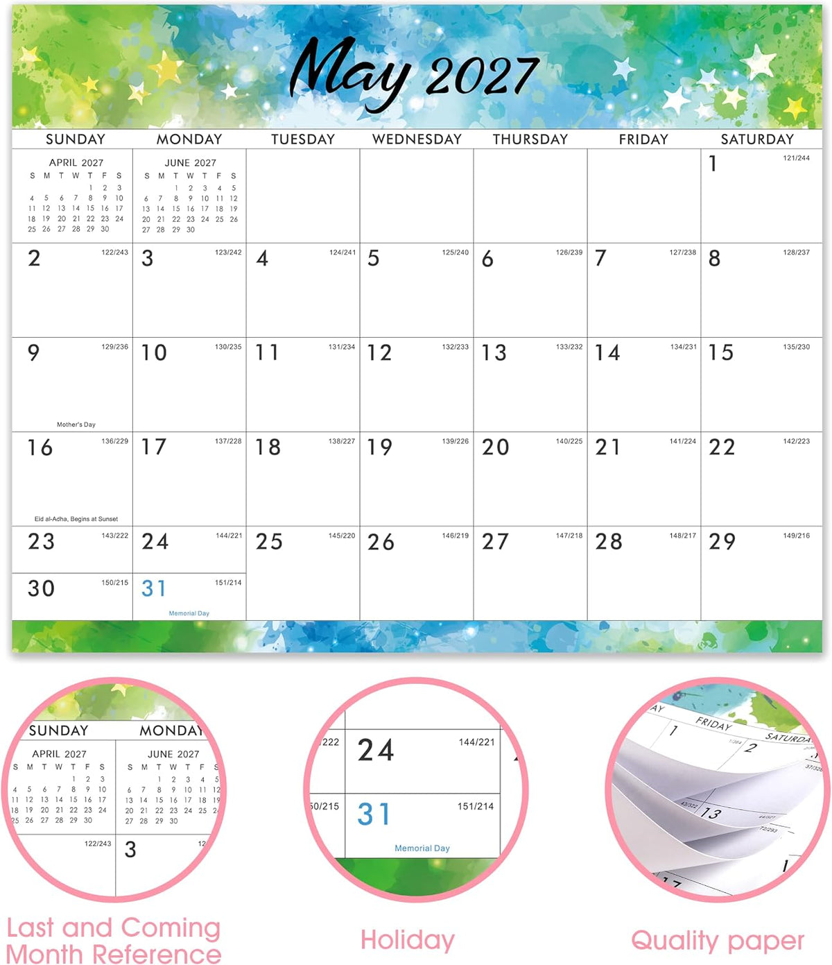 Magnetic Calendar 2027 for Fridge, 12 Months Calendar Jan.2027-Dec.2027