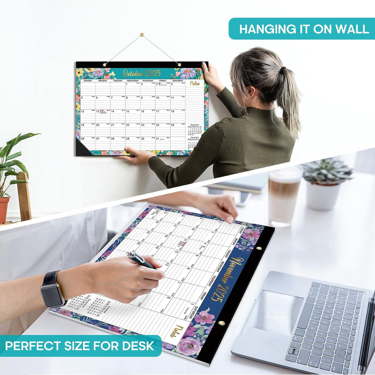 Taja Desk Calendar 2025-2026, Runs from Oct 2025 - Jun 2027, 17" x 12"