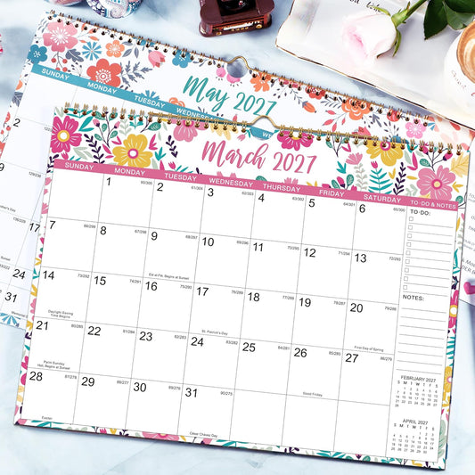 2027 Wall Calendar - Jan 2027 - Dec 2027, 12 Months Hanging Monthly Calendar 2027, 14.8" x 11.57", Twin-Wire Binding, Julian Dates, Large Block, Notes, To-do List, Thick Paper, Perfect for Organizing
