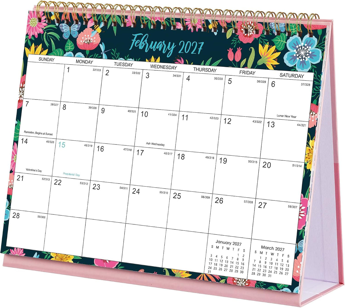 2027 Desk Calendar - Jan. 2027 – Dec. 2027, Standing Flip Calendar 2027, 12 Months Desktop Calendar, 10" x 8.3", Thick Paper, Strong Binding, Stand Up Calendar, with Memo Pages ＆ Blank Blocks
