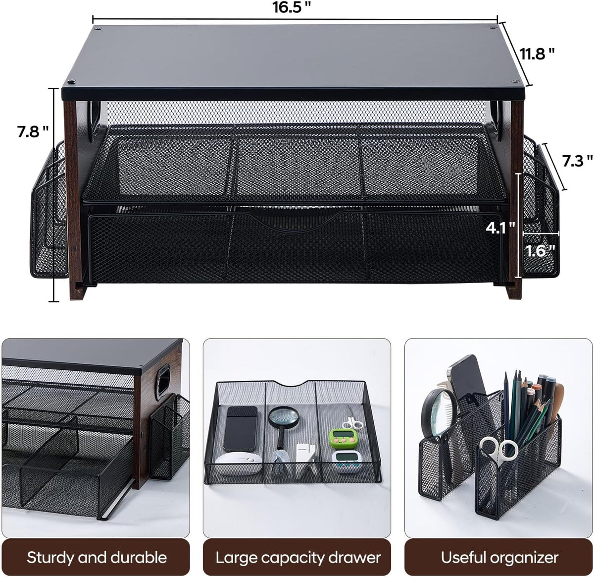 Printer Stand,Desktop Printer Stand with 2-Tier Storage Shelves