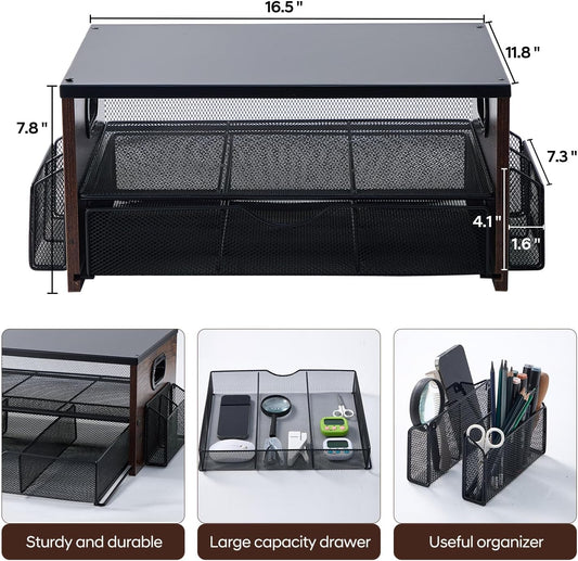 Printer Stand,Desktop Printer Stand with 2-Tier Storage Shelves