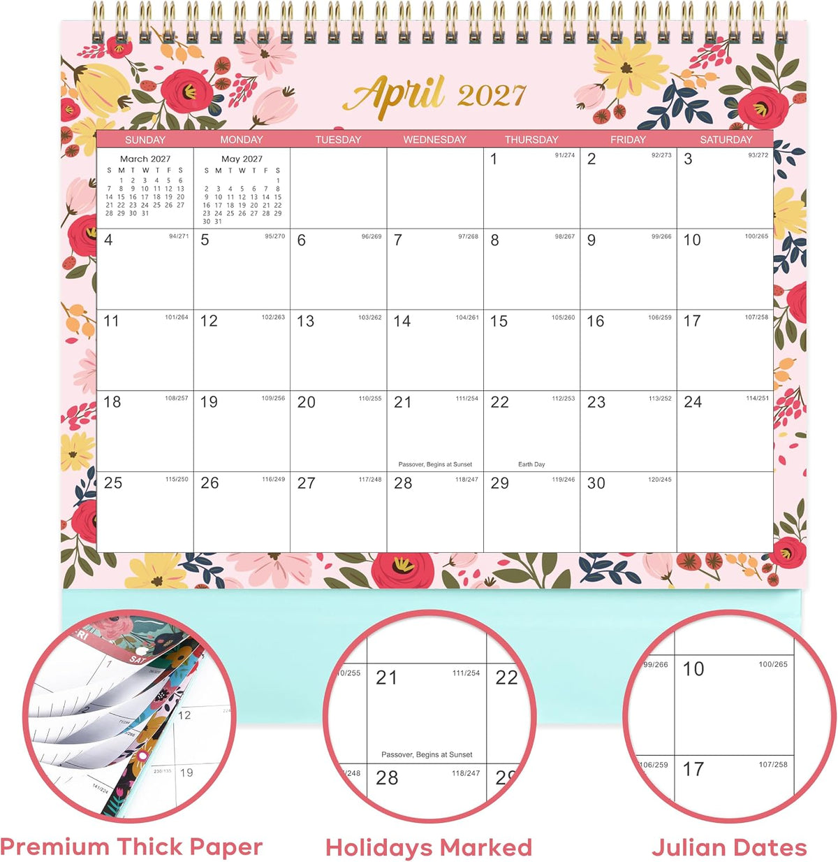 2027 Desk Calendar - Desk Calendar 2027, Jan. 2027 - Dec. 2027, 9.8" x 8.3"