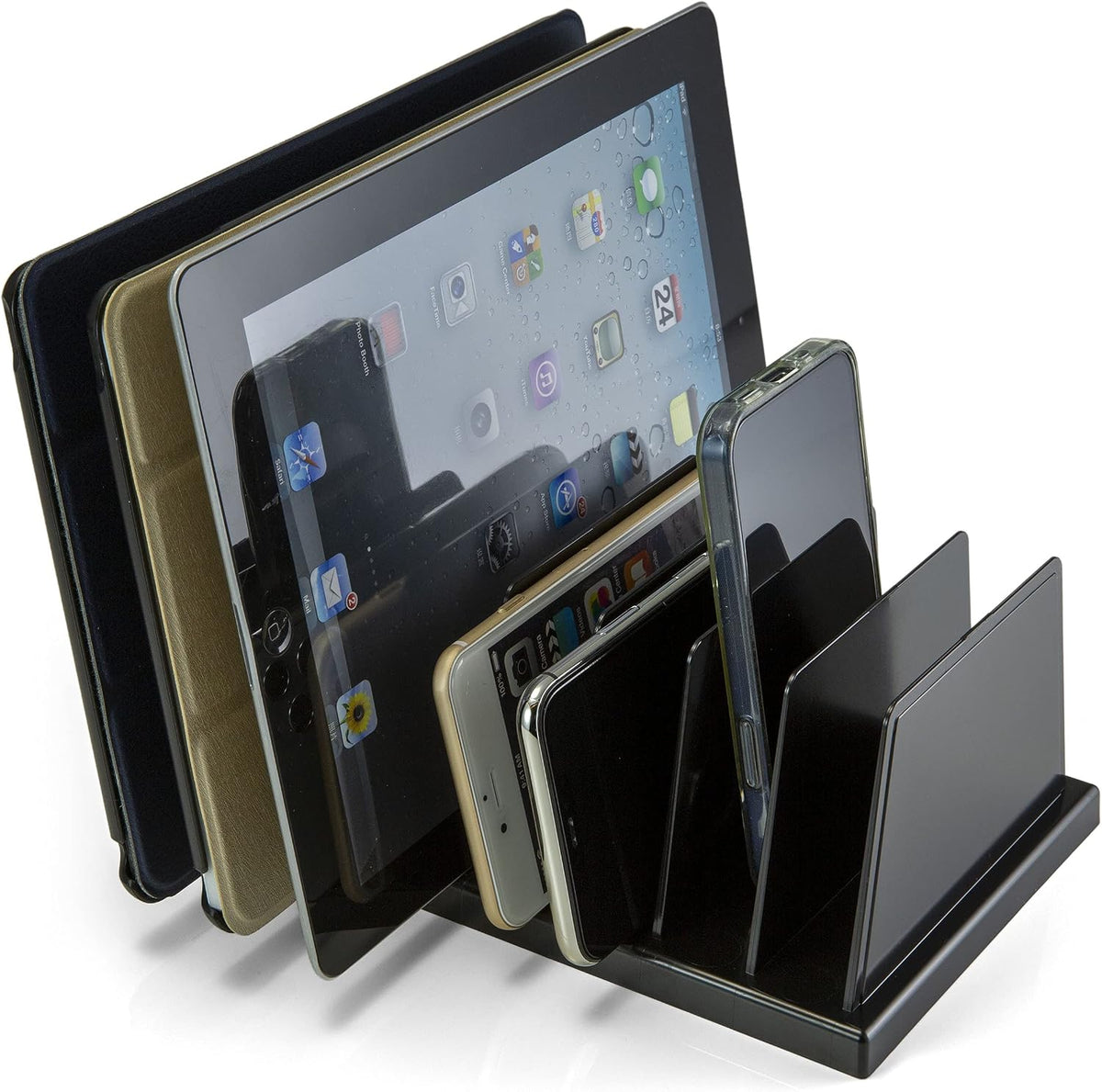 Officemate Medium Standard Sorter, 7 Compartments, Mail Organizer, Charging Station, Electronics Organizer for Multiple Devices, iPhone, iPad, Cell Phone, Kindle, Tablets, Black (21212)