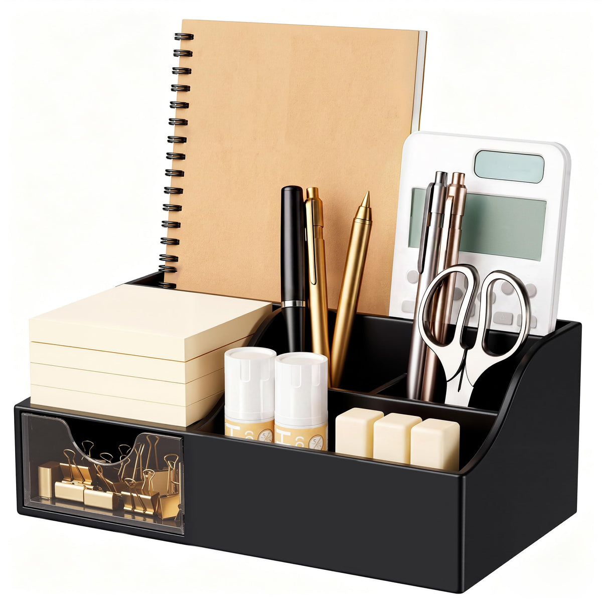 HBlife Acrylic Desk Organizer with Drawer, Pen & Pencil Holder, Multifunctional Desktop Caddy for Office Supply and Organization (Clear)