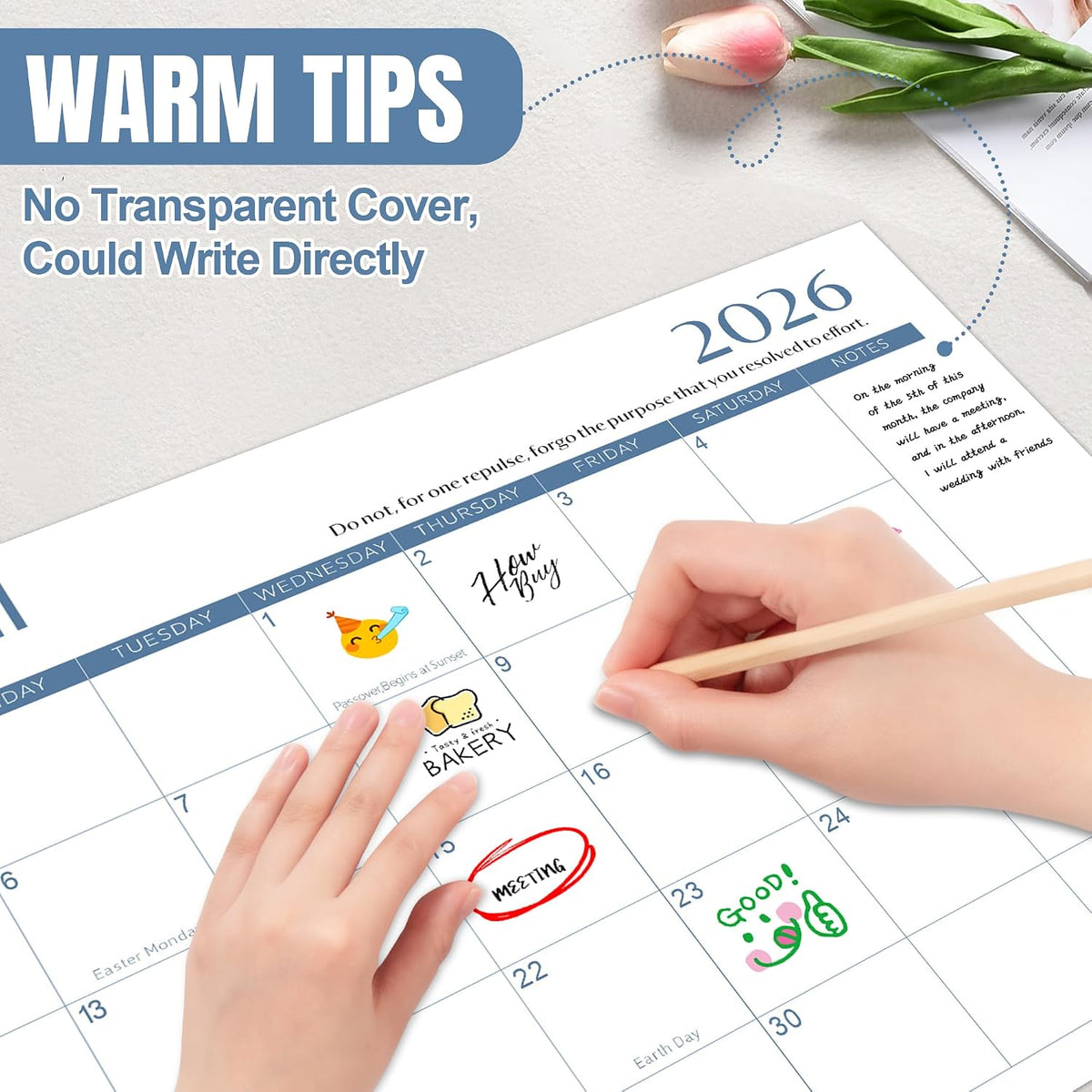Desk Calendar 2026-2027 with Desktop Mat,22x17'' Large Desktop Pad Calendar