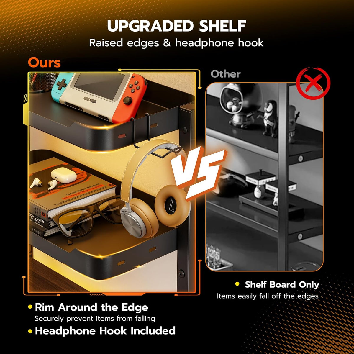 ARES WING 2-Tier 16 inch Clamp On Desk Shelf, Above or Under Desk Storage
