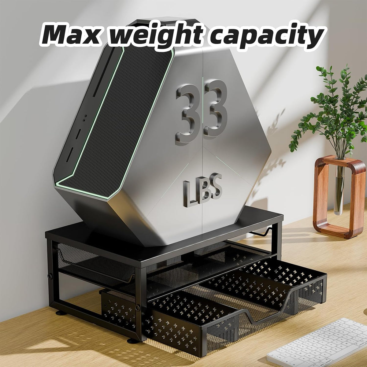 Simple Trending Desk Organizer and Accessories, Monitor Stand Riser, Black