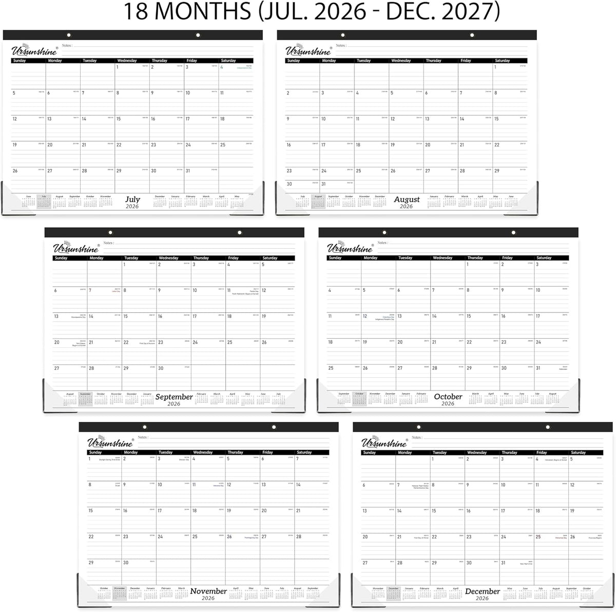 2027 Desk Calendar - 18 Monthly Desk Calendar 2027, 17" x 12"