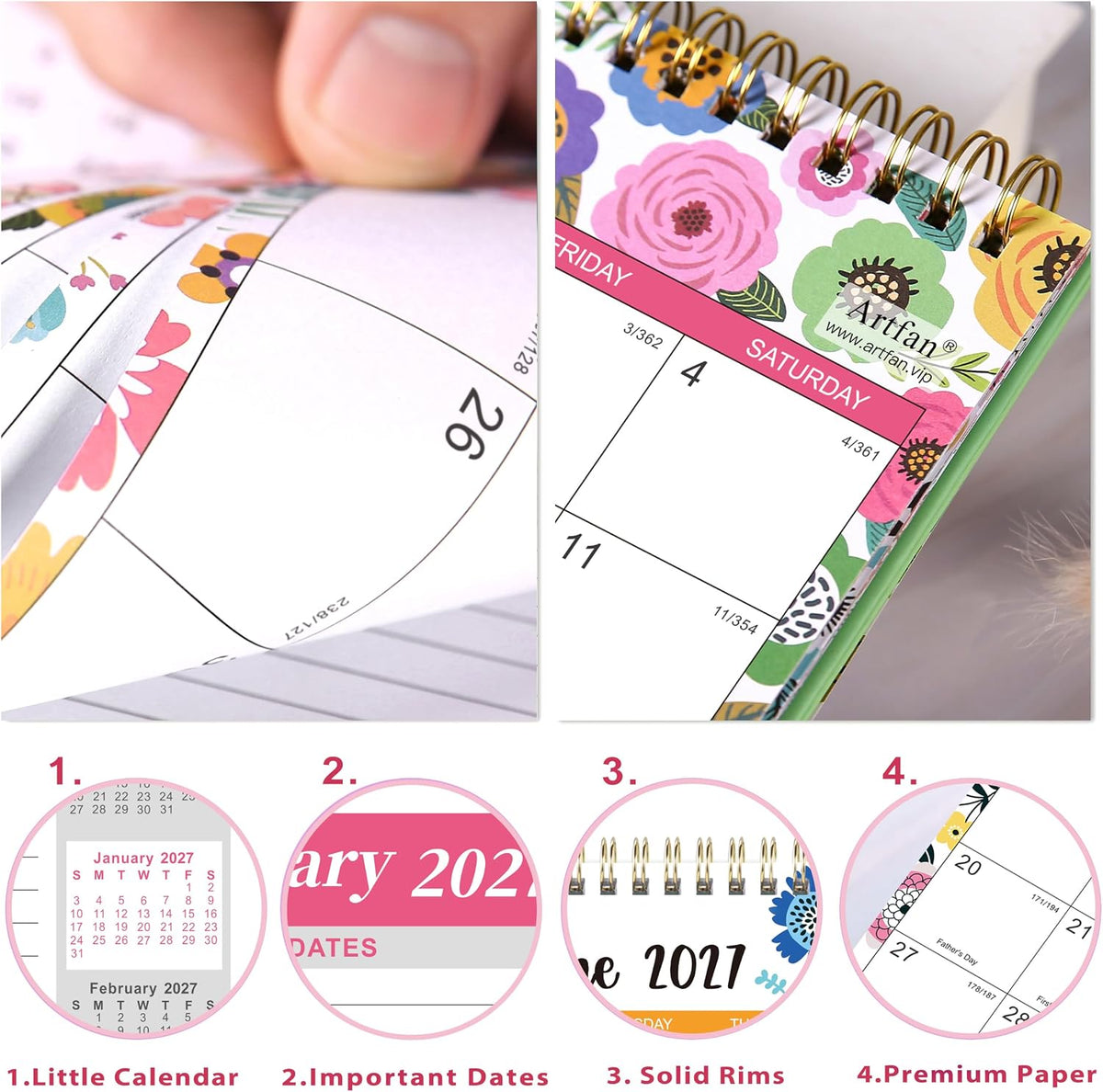 2027 Desk Calendar, 9.8" x 8.3", JAN 2027 - DEC 2027, Desktop Calendar