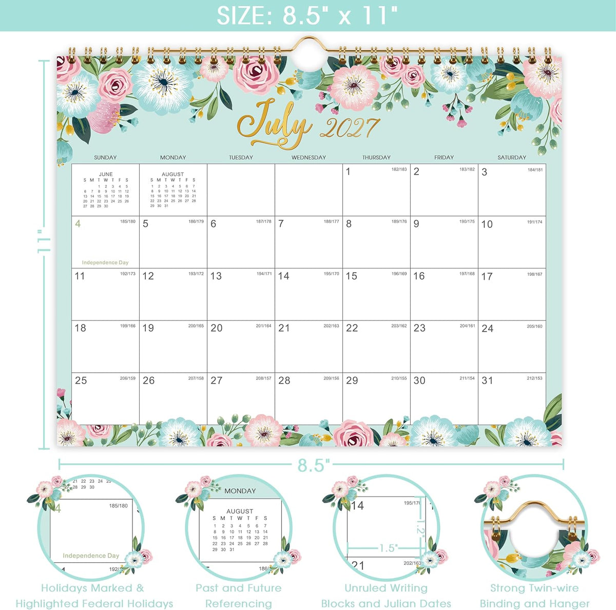 2027 Calendar - 2027 Wall Calendar, JAN.2027 - DEC.2027, 11" x 8.5"