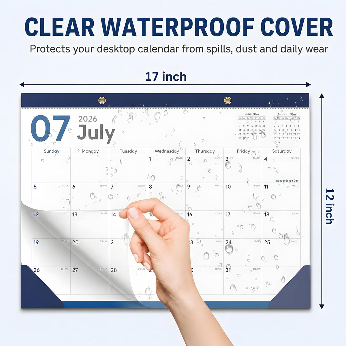 Desk Calendar 2026-2027, 18 Months, Jul 2026-Dec 2027, 17x12 Inch, Navy