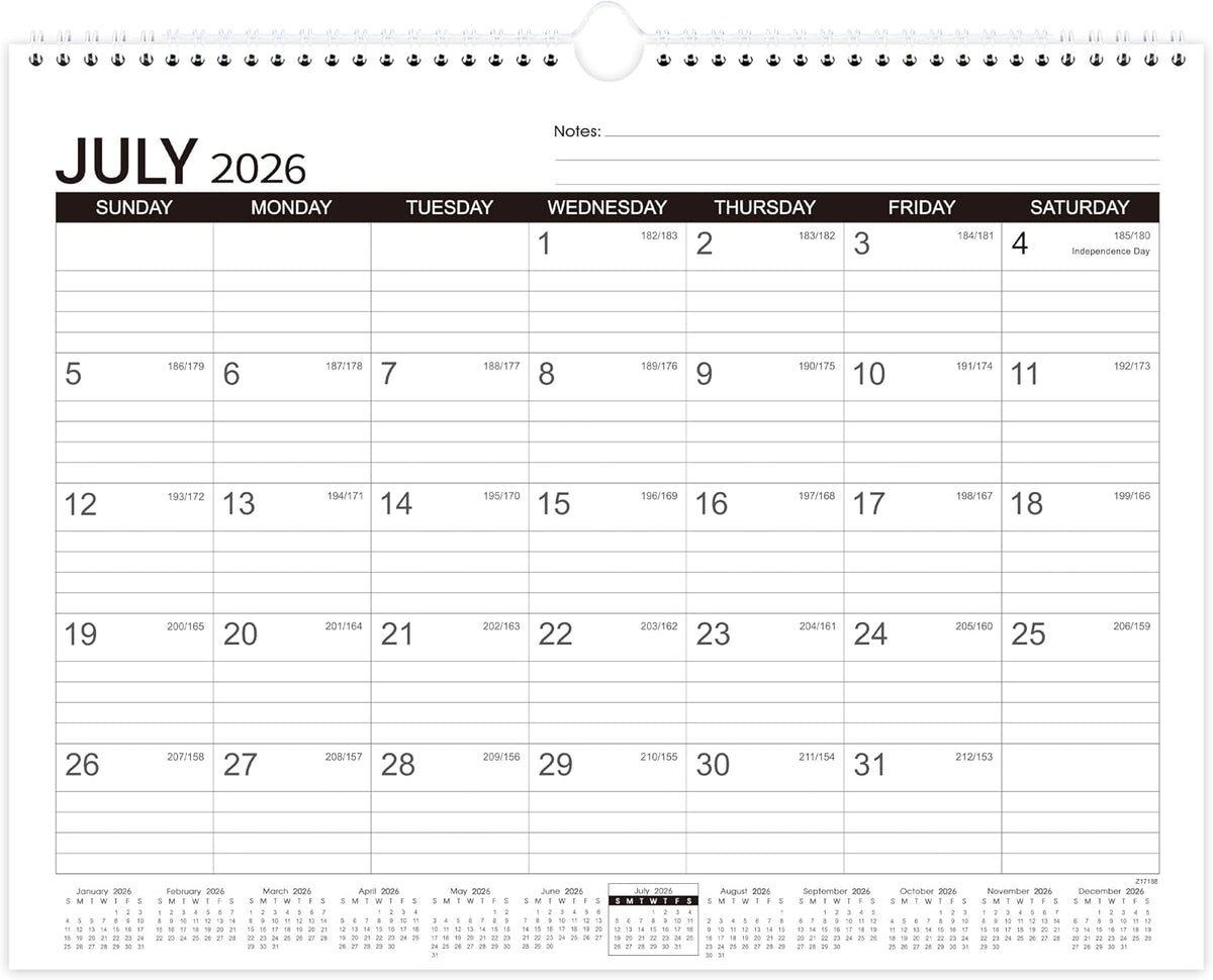 2026-2027 Wall Calendar 18 Months, 14.68"x11.53" Desk/Wall Monthly Calendar