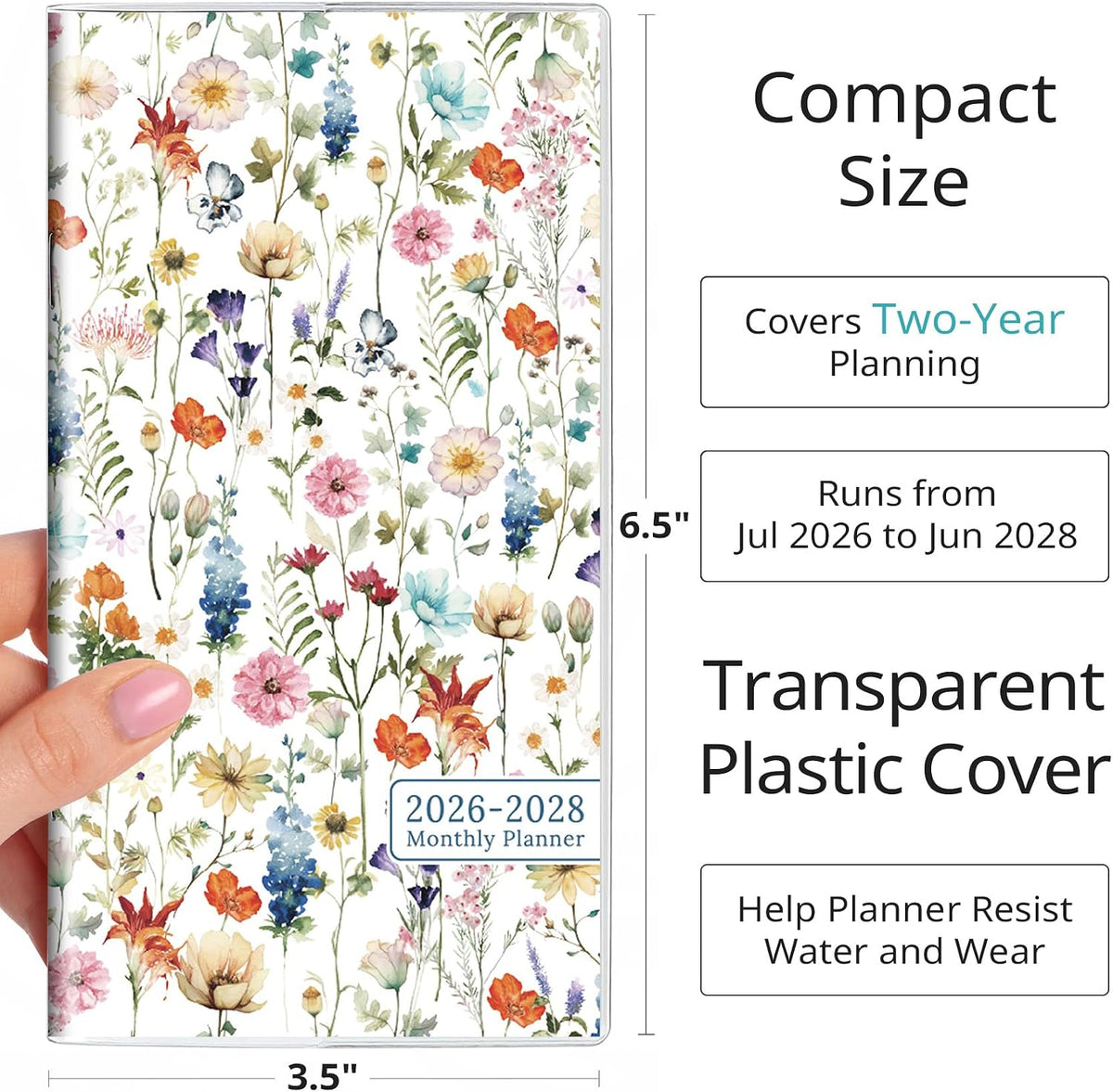2 Year Pocket Calendar 2026-2028, Jul 2026-Jun 2028，6.5" x 3.5"