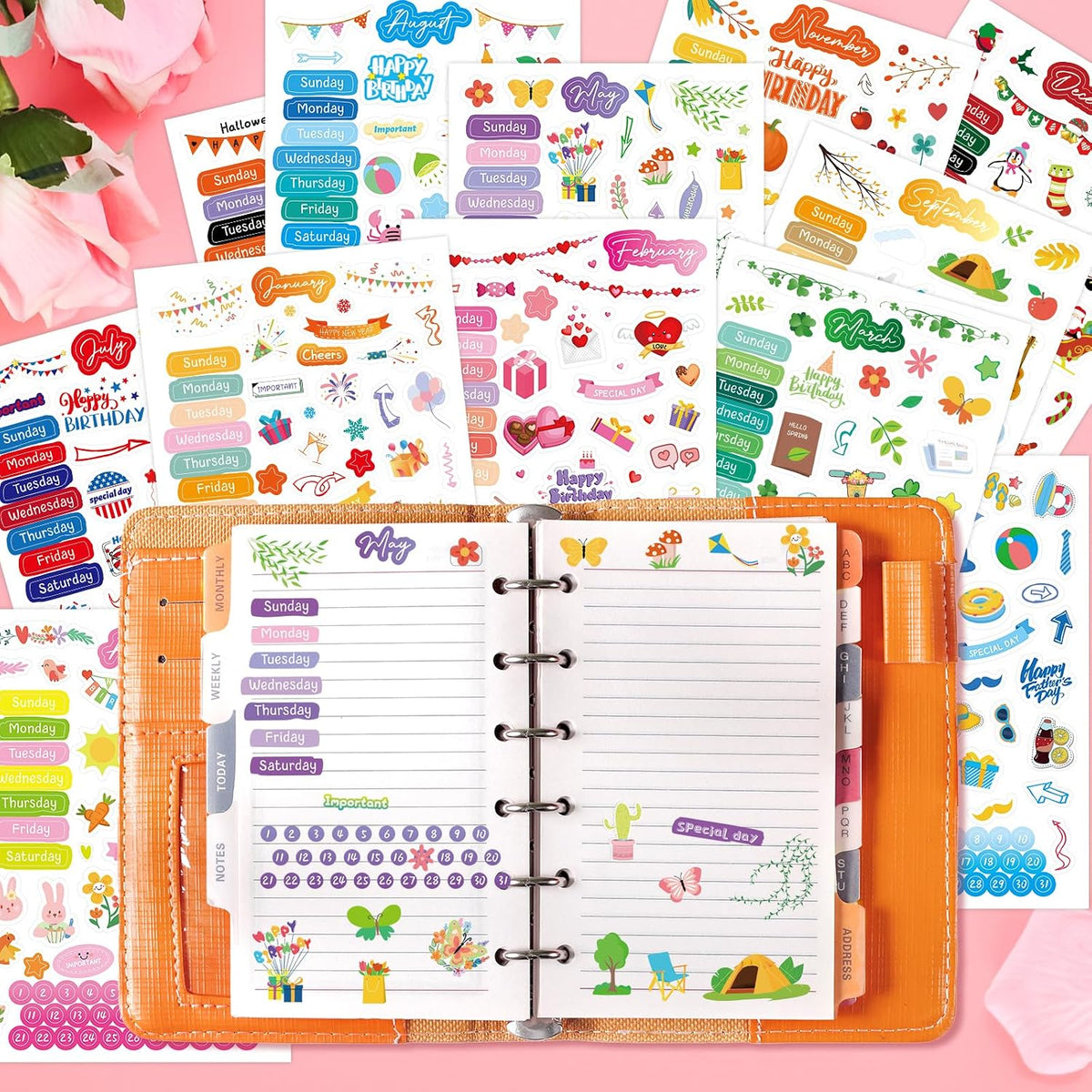 WorldBazaar Monthly Planner Stickers Clear 24 Sheets 1800+ Sticker