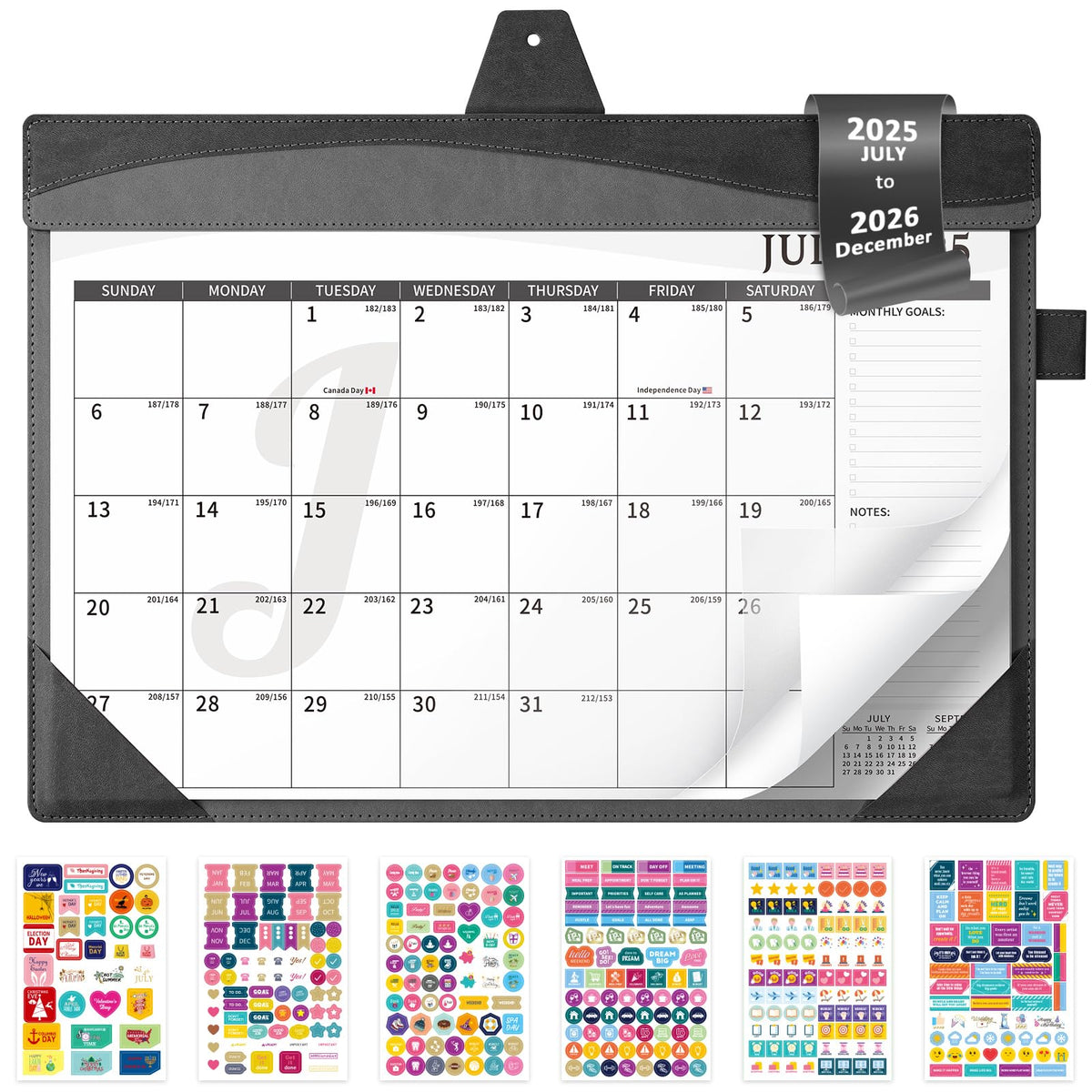 Ospelelf Desk Calendar 2026-2027 with Storage Pocket Protective Cover Large 12"x17" Leather Monthly Wall Planner Pad 18 Months January 2026 - June 2027 Pink